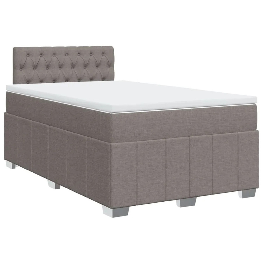 vidaXL Boxspringbett mit Matratze in Taupe und Weiß, B/T: 120 x 200 cm, mit Taschenfederkern und Stoffbezug - Bild 2