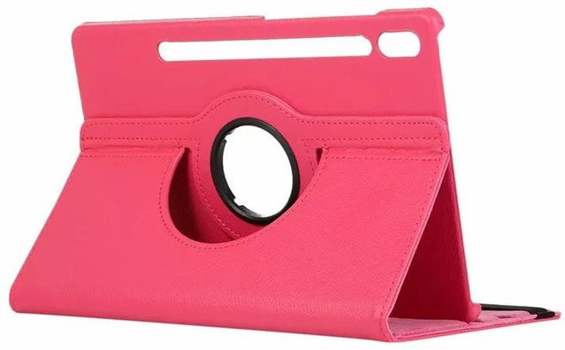 Samsung Galaxy Tab S10 FE Plus Hülle mit 360 Grad drehbarem Ständer aus PU-Leder in Pink - Bild 1