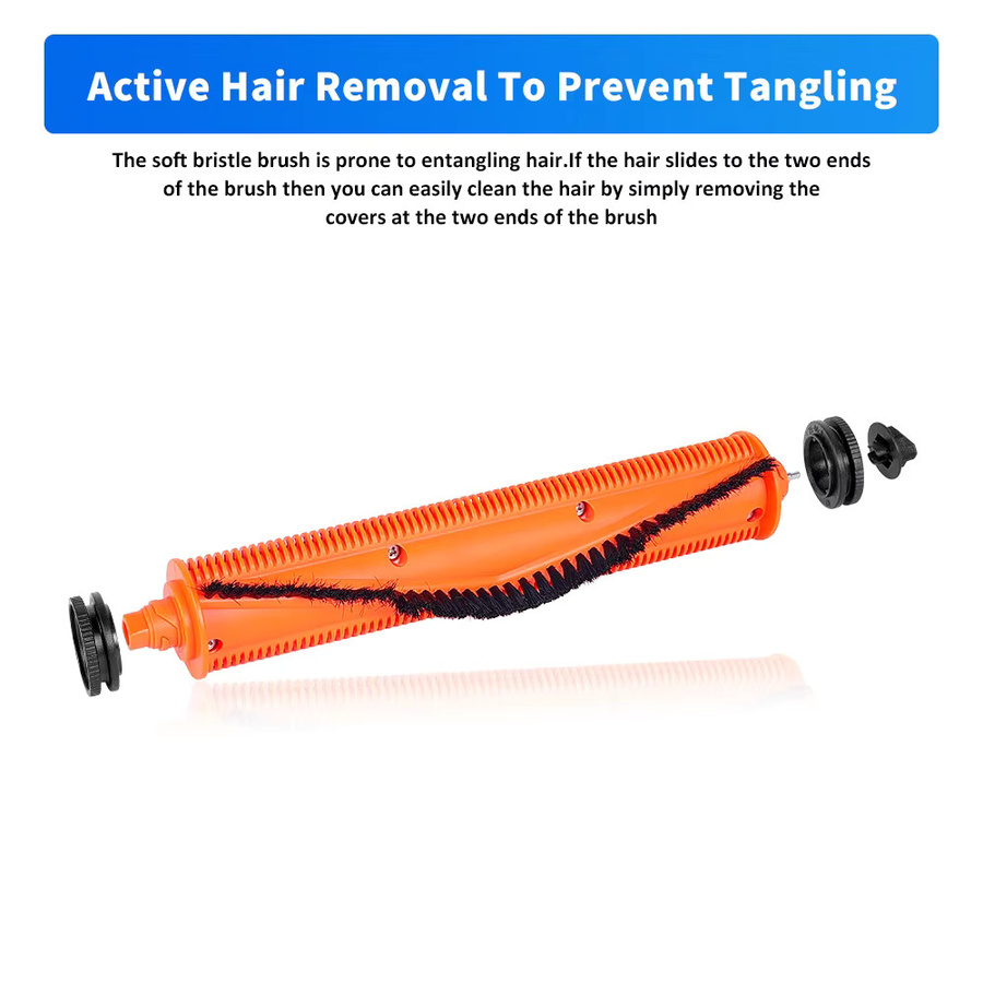 WINDNINJA Anti-Tangle Roller Pinsel für Xiaomi Mijia 5 Pro und M40S Roboter Staubsauger, Farbe: Orange - Bild 4
