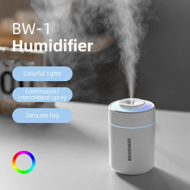 HAOYUNMA Tragbarer Ultraschall-Luftbefeuchter mit Atmosphärenlicht in Weiß - Bild 1