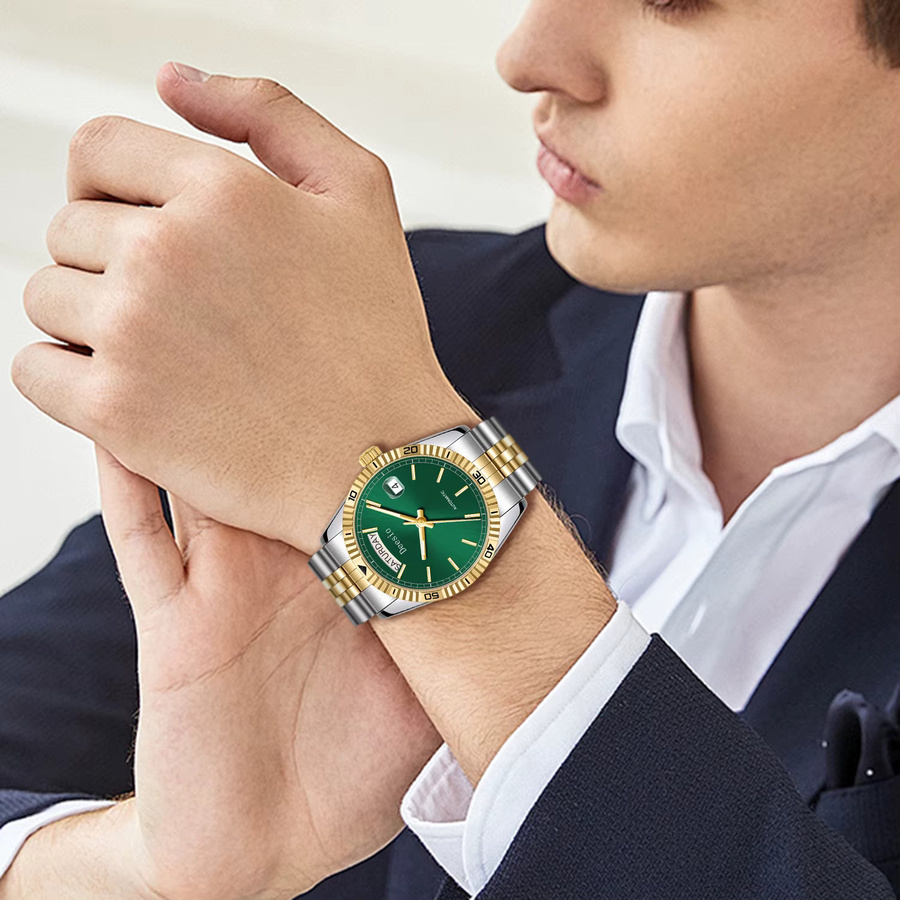 Deesio Armbanduhr Automatik, Edelstahl, Datum, Wochentag, Herren - Bild 5