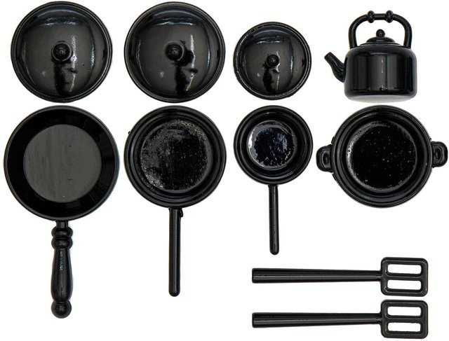Rico Design Wichteltür Miniatur Kochutensilien schwarz Set - Bild 1