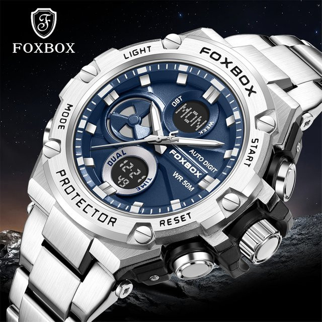 LIGE Digitaluhr, Chronograph, Quarz, Edelstahl, Herren - Bild 1