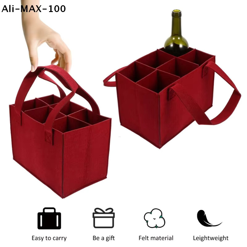 Hoeaden Weinflaschentasche grau, faltbare Tasche mit 6 Fächern und Tragegriff, wasserdicht und reißfest für Picknick und Grillpartys - Bild 2