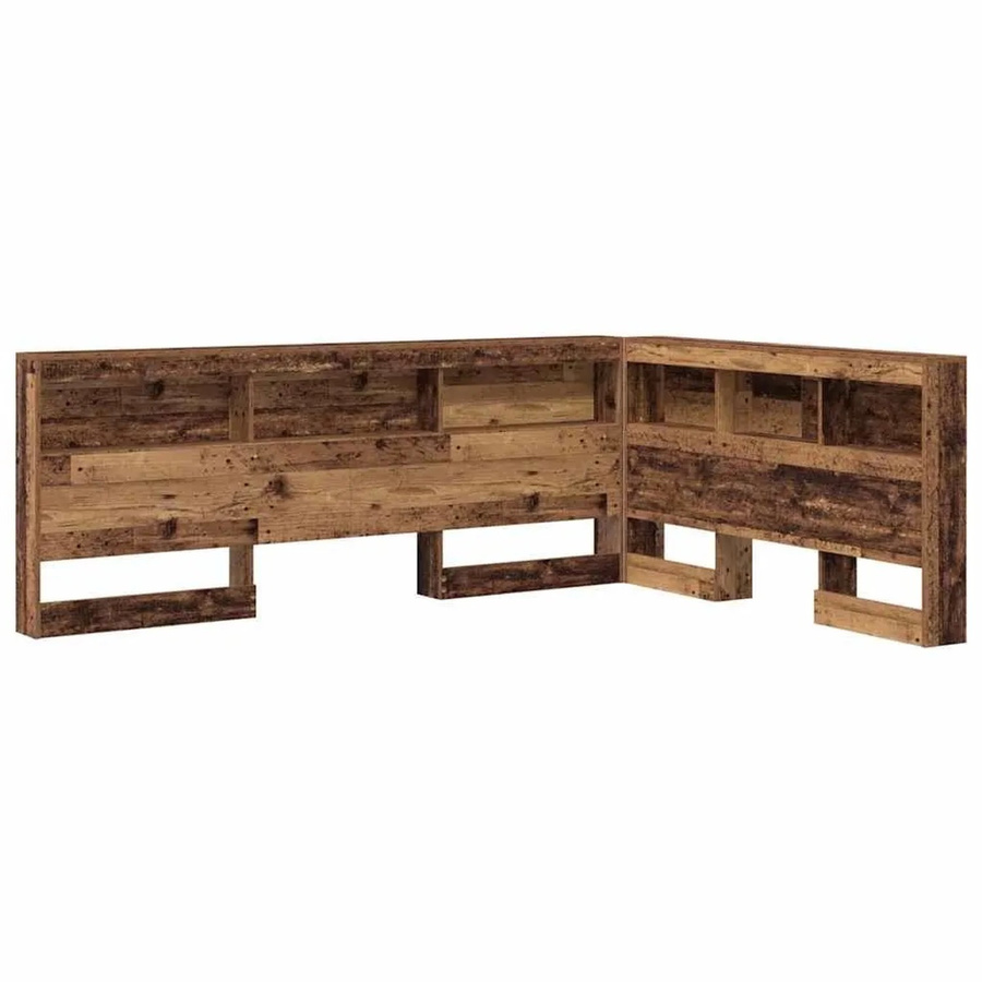 vidaXL Aufbewahrungskopfteil mit Regal in Altholz-Optik, Braun, Wandmontage, B: 150 cm, H: 76,5 cm, T: 217,5 cm - Bild 2