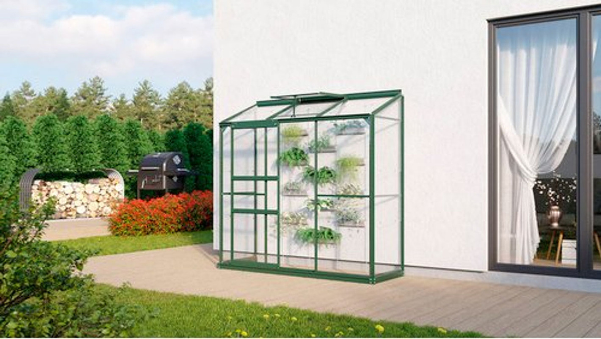 Vitavia Anlehn-Gewächshaus Styx 1300 in Grün mit ESG-Glas und Schiebefenster, B/H/T: 192,8 x 182,3 x 68,8 cm - Bild 4