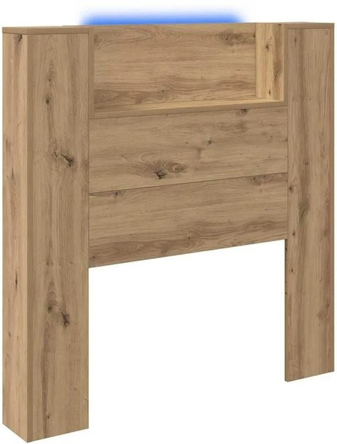 vidaXL Kopfteil in Artisan-Eiche mit integrierter Beleuchtung und Ablage, Breite: 100 cm, Tiefe: 15 cm, Höhe: 103,5 cm - Bild 1