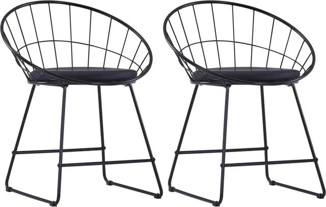 2er Set vidaXL Esszimmerstühle aus Kunstleder und Metall in Schwarz Matt - Bild 1