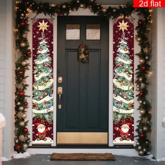 VIKAMA Weihnachts-Hintergrunddeko mit Wintermotiv als hängende Couplets für Innen und Veranda - Bild 1