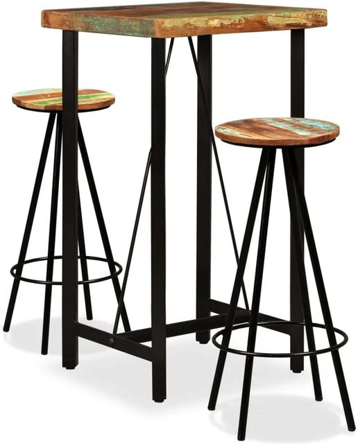 vidaXL 3-tlg. Bar-Set aus Massivholz in Braun im Industrial-Design - Bild 1