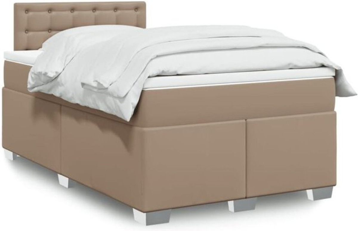 Vidaxl Boxspringbett Matratze mit Taschenfederkern H2 in Braun und Weiß, B: 120 cm, L: 190 cm - Bild 1