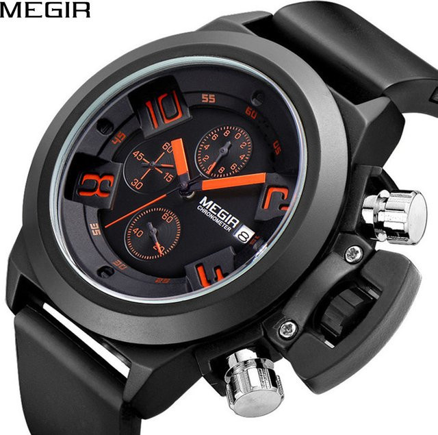 MEGIR Armbanduhr Chronograph, Quarz, Weiß, Silikon, Herren - Bild 1