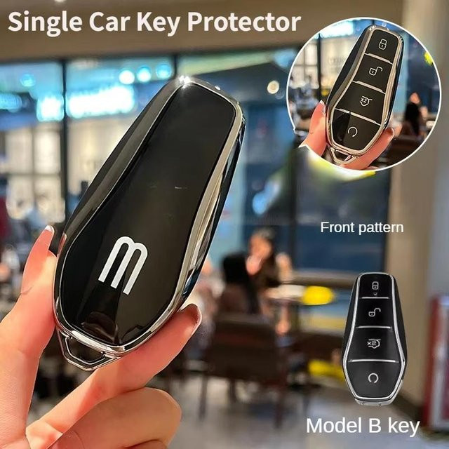 BYD TPU Autoschlüssel Schutzhülle für Seagull, Dolphin, Qin, Han, Tang, Song, SEAL U DM-i und ATTO 3 in Schwarz - Bild 1