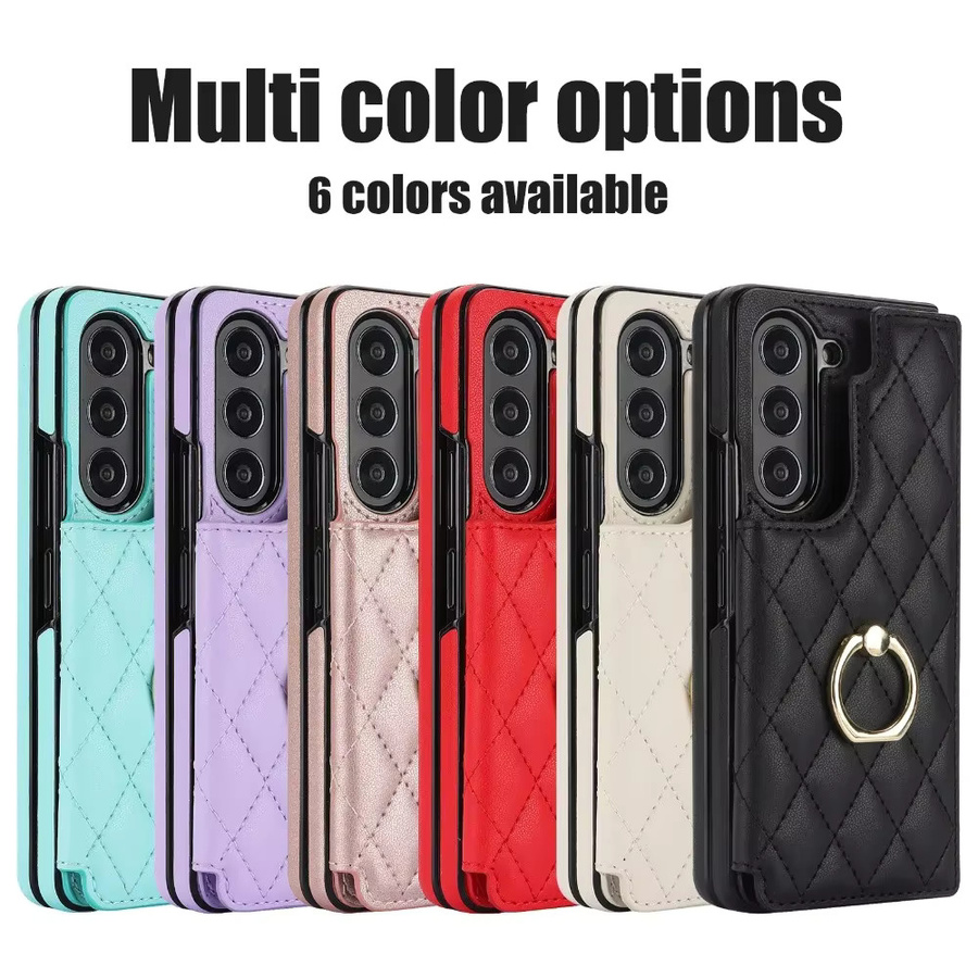 Luxuriöse Leder-Ring-Brieftasche und Handyhülle mit Kartenhalter und Ständer für Samsung Galaxy Z Fold 7, 6, 5, 4 in Schwarz - Bild 4