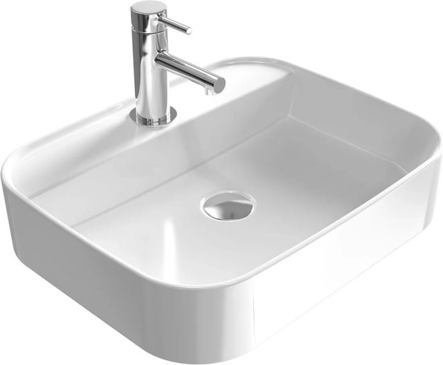 Emke Aufsatzwaschbecken aus Keramik in Eckiger Form mit Hahnloch, B/T/H: 50 x 40 x 11 cm - Bild 1