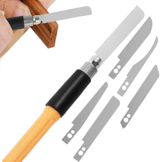 Toorise Mini-Handsäge mit 8 Klingen in Grau für Metall, Holz und PVC, ideales DIY-Modellwerkzeug für Handwerk und Hobby - Bild 1