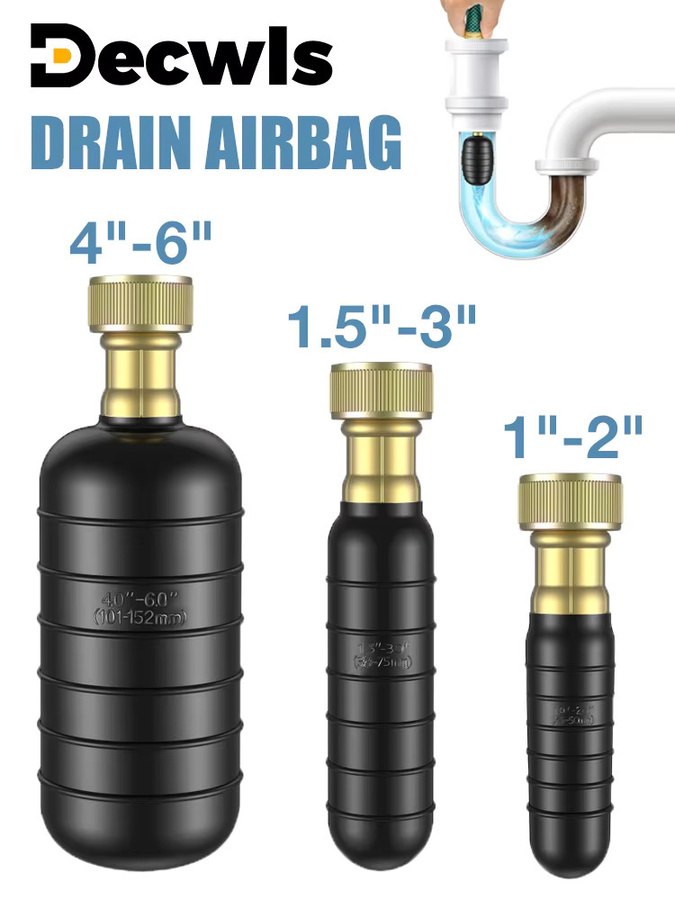 Rohreinigungs-Drainage-Airbag aus Gummi in Schwarz für Abflussrohre von 1 bis 6 Zoll - Bild 4