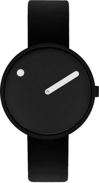 Picto Analoguhr, Quarz, Edelstahl, 34 mm, Leder, Schwarz, Unisex - Bild 1