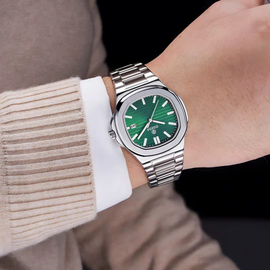 OGEDA Armbanduhr Quarz, Edelstahl, Grün, Herren - Bild 5