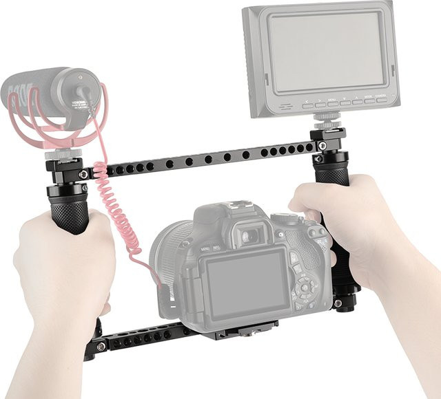 Hdrig Universal DSLR Kamera Käfig mit Gummigriff und 2 Kaltzuhschuh-Adaptern für Sony und Canon in Schwarz - Bild 1