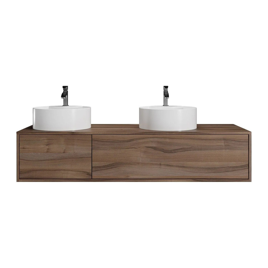 Doppelwaschtisch Isaure von Vente-unique in Braun mit modernem Design, Breite: 150 cm, Tiefe: 32 cm, Höhe: 32 cm - Bild 2