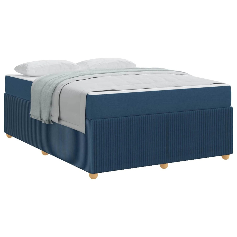 vidaXL Bettrahmen mit Matratze in Blau aus Stoff, B/T: 140 x 200 cm - Bild 2