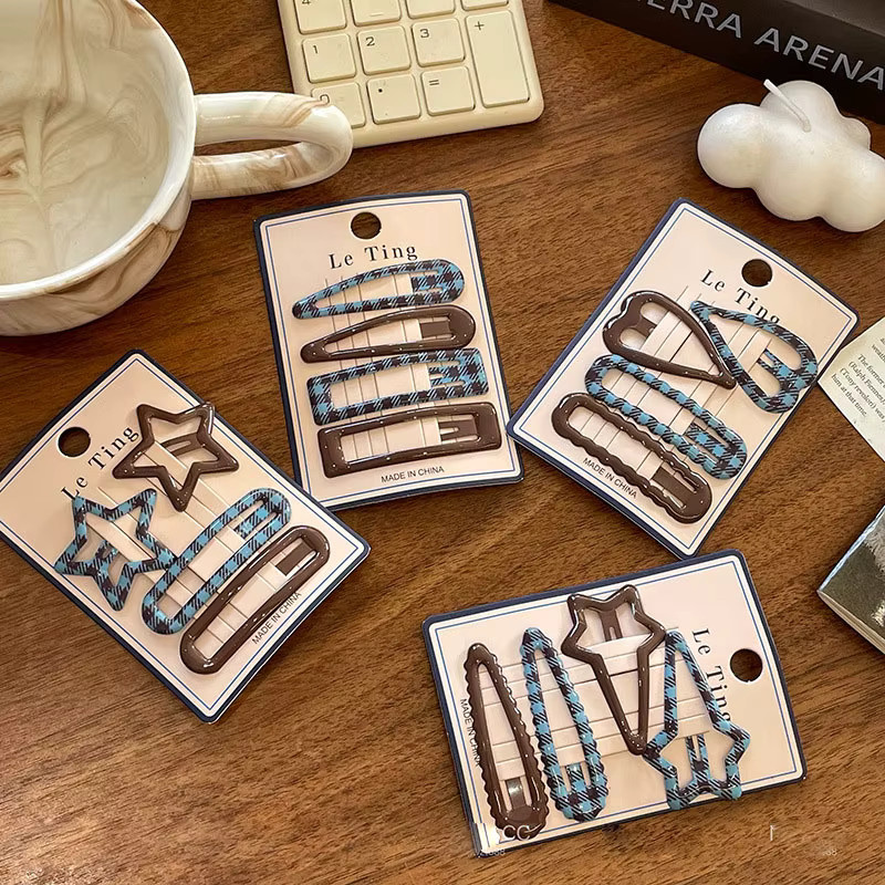 HugesGirl BB-Haarspangen Set, Kariert, 4-teilig, Damen - Bild 5
