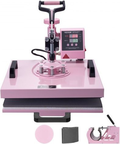 VEVOR 5 in 1 Hitzepresse Transferpresse für T-Shirts und Tumbler in Pink, B/T/H: 38 x 38 x 38 cm - Bild 1