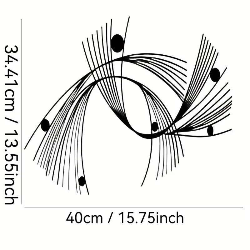 CIFBUY Geometrische Metall-Wandkunst Abstrakte Minimalistische Linien-Skulptur in Schwarz - Bild 2