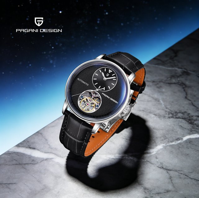 PAGANI DESIGN Armbanduhr, Automatik, Leder, Schwarz, Herren - Bild 1