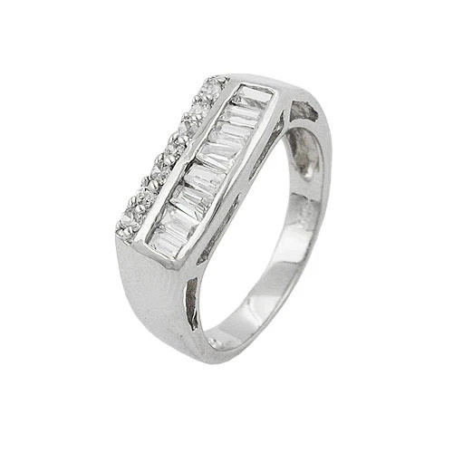 SIGO Ring 925 Silber, Zirkonia, rhodiniert, Größe 54, Unisex - Bild 1