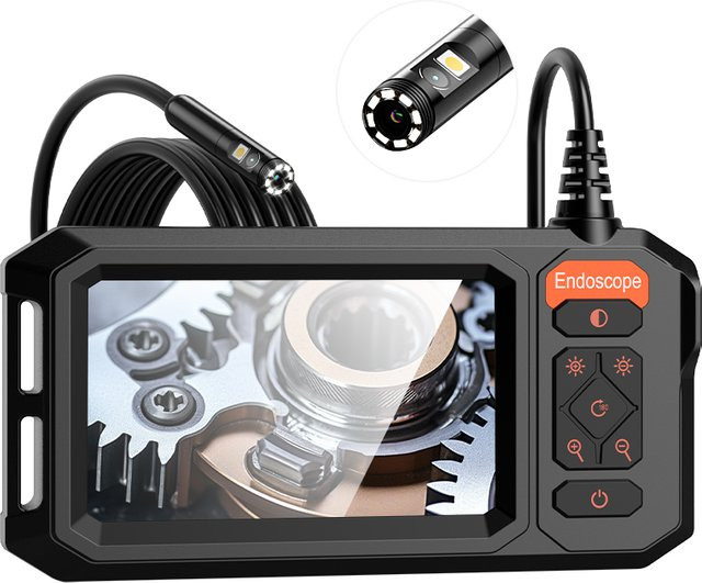 ILIHOME Endoskopkamera mit 4,3 Zoll IPS-Bildschirm, Schwarz, Wasserdichte Schlangenkamera mit Einzel- oder Doppellinse, 8 mm Sonde und 8 LEDs zur Rohrinspektion und Autoinspektion - Bild 1