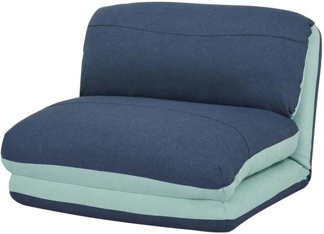 MCW Schlafsessel E68 Funktionssessel als Klappsessel und Relaxsessel in Hellblau/Dunkelblau aus Stoff und Textil mit Metallrahmen, Breite: 75 cm, Tiefe: 60 cm, Höhe: 217 cm - Bild 2