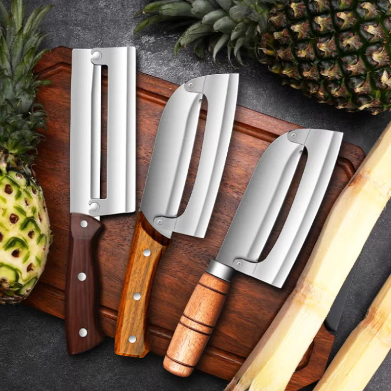 PLYS Küchenmesser aus Edelstahl zum Schälen von Zuckerrohr und Ananas in Silber - Bild 3