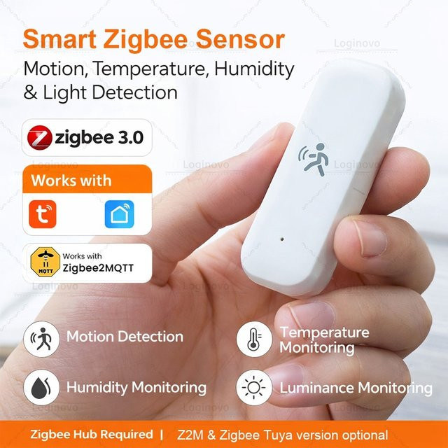 Coolo Zigbee Human PIR Motion Sensor mit mmWave Radarerkennung, Beleuchtungsstärke, Temperatur und Luftfeuchtigkeit in Weiß für Tuya Smart Life & Z2M - Bild 1