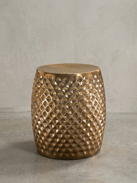 Beistelltisch KADIMA DESIGN rund aus Aluminium in Gold mit Hammerschlag-Optik im orientalischen Design, B/T/H: 42 x 42 x 32 cm - Bild 1