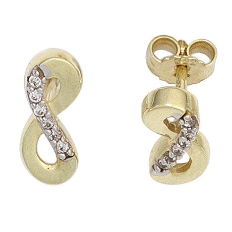 Colfem Ohrstecker Unendlichkeit, 333 Gelbgold, bicolor, Zirkonia - Bild 1