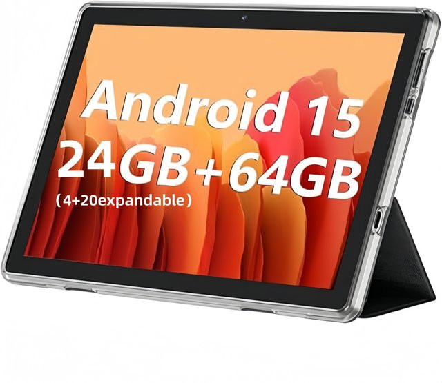 COLORROOM K12E Android 15 Tablet 10,1 Zoll in Schwarz mit Schutzhülle, 24GB RAM, 64GB ROM, IPS Display, GMS-zertifiziert - Bild 1