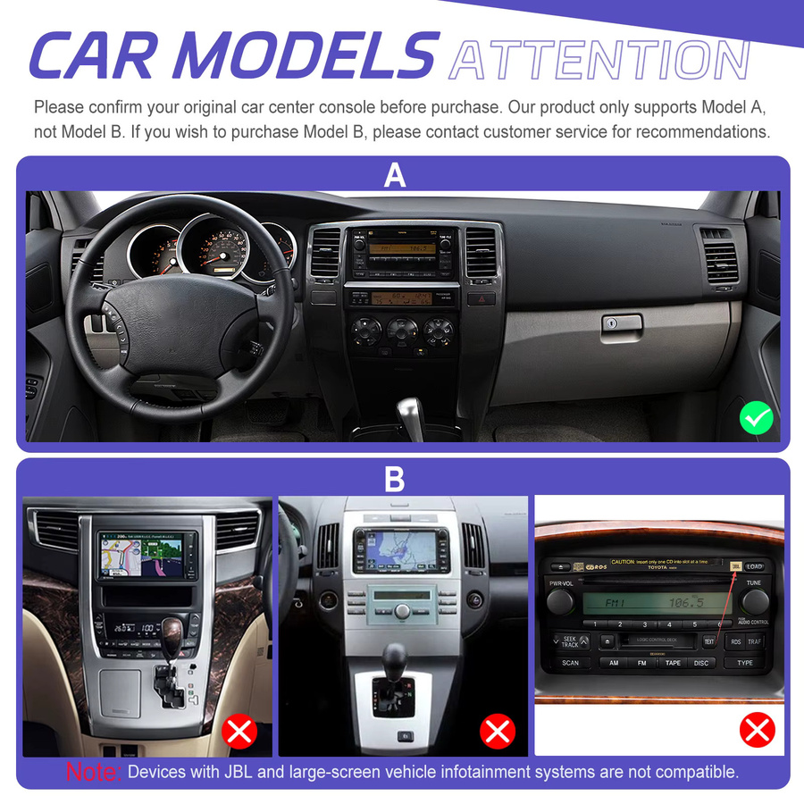 Podofo 7 Zoll 2Din MP5 Autoradio Stereo mit Wireless CarPlay und Android Auto für Toyota Prado 4Runner Tundra Fortuner Alphard Echo Land Cruiser 100 in Schwarz - Bild 2