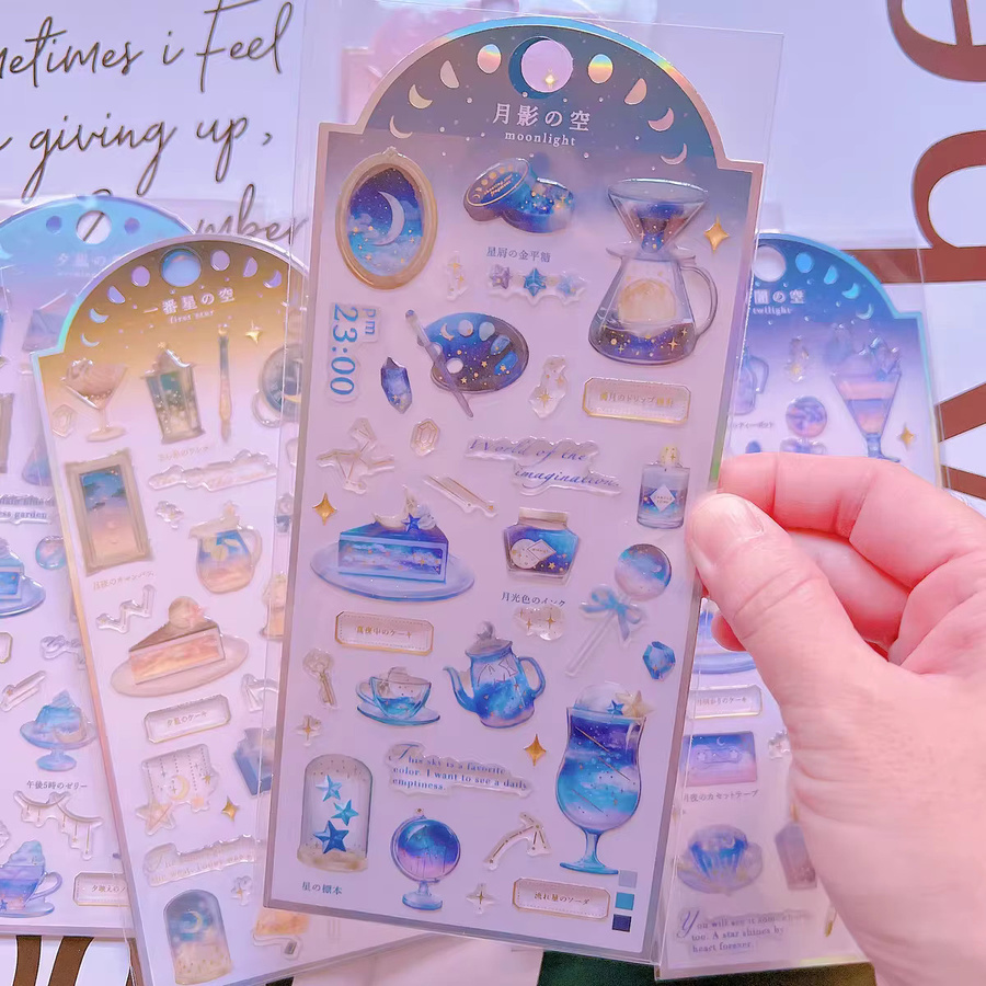 Sternenhimmel Zeit Vergoldung Aufkleber in Gold und Lila für Scrapbooking, DIY Journal und Briefpapier Deko - Bild 2