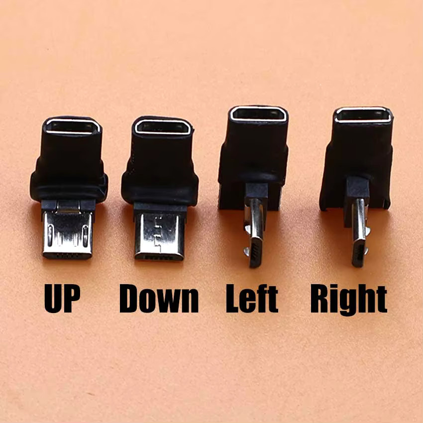 ChengHaoRan Micro-USB 90 Grad Winkel Adapter Stecker auf Buchse in Schwarz für Telefon und Tablet zur Datenübertragung und zum Laden - Bild 3