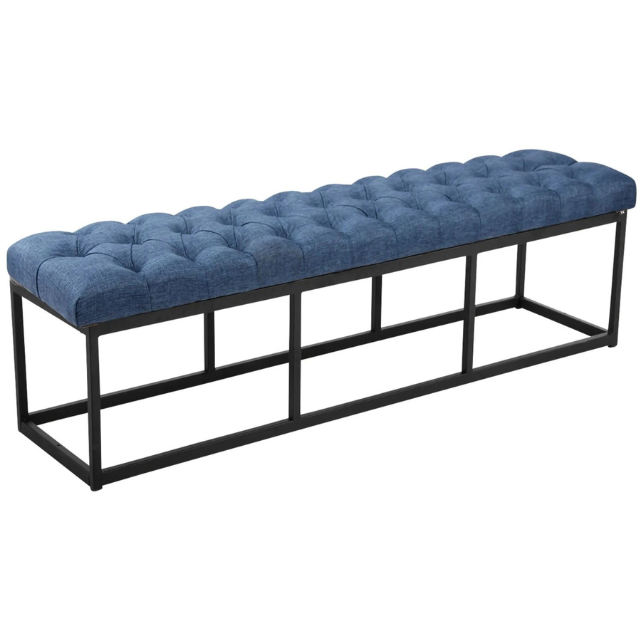 DELUKE Sitzbank MEXICO Polsterbank aus Stoff in Blau, gesteppt, B/T/H: 150 x 38 x 46 cm - Bild 2