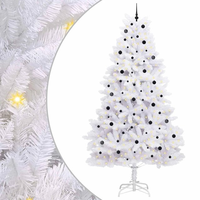 vidaXL Künstlicher Weihnachtsbaum Weiß mit LED-Beleuchtung, Höhe: 300 cm - Bild 1