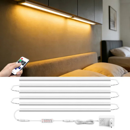 Lcamaw LED Lichtleiste COB Stick-Lampe in Weiß, dimmbar und verbindbar, ideal für Küche und Home-Office, inklusive Fernbedienung, 12V
