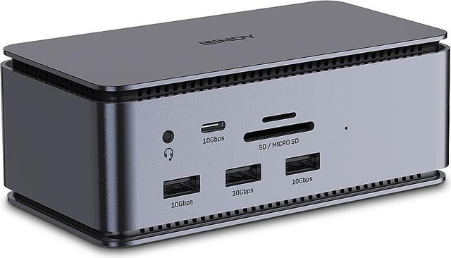 Lindy DST-Pro USB4 Dockingstation mit 100 W Ladeleistung, HDMI, DisplayPort und USB-C in Anthrazit (43372) - Bild 1