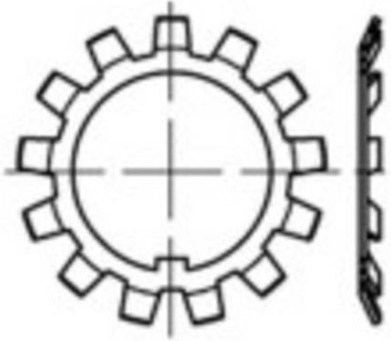 TOOLCRAFT Sicherungsblech aus Stahl, 25 Stück, Innen-Durchmesser: 10 mm, Außen-Durchmesser: 21 mm - Bild 1
