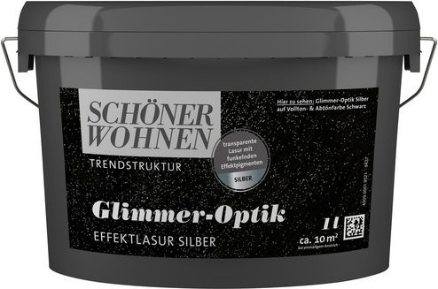 Schöner Wohnen Effektlasur Trendstruktur in Glimmer-Optik, silberfarben, 1 l - Bild 1