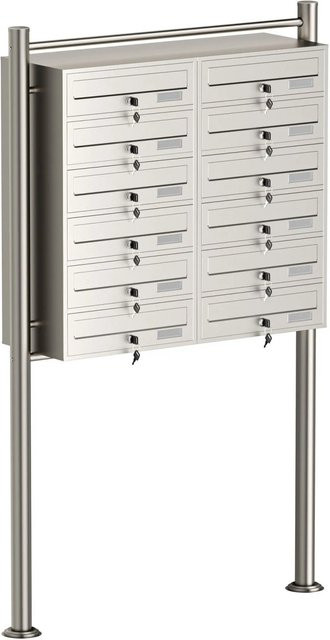 Wiltec Briefkastenanlage aus Edelstahl mit 12 Fächern (2x6) als Standbriefkasten - Bild 1