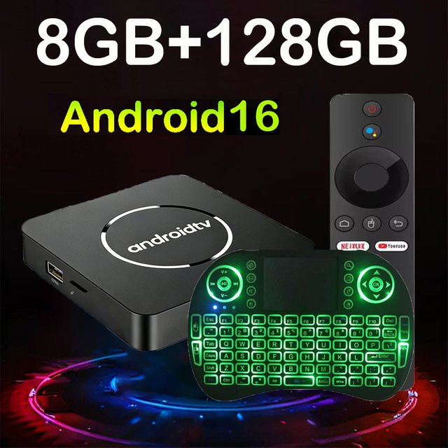 YOZHIXU Smart TV Box Q10 Android 16 Media Streamer mit Sprachfernbedienung, 8GB RAM, 128GB Speicher, Schwarz - Bild 1