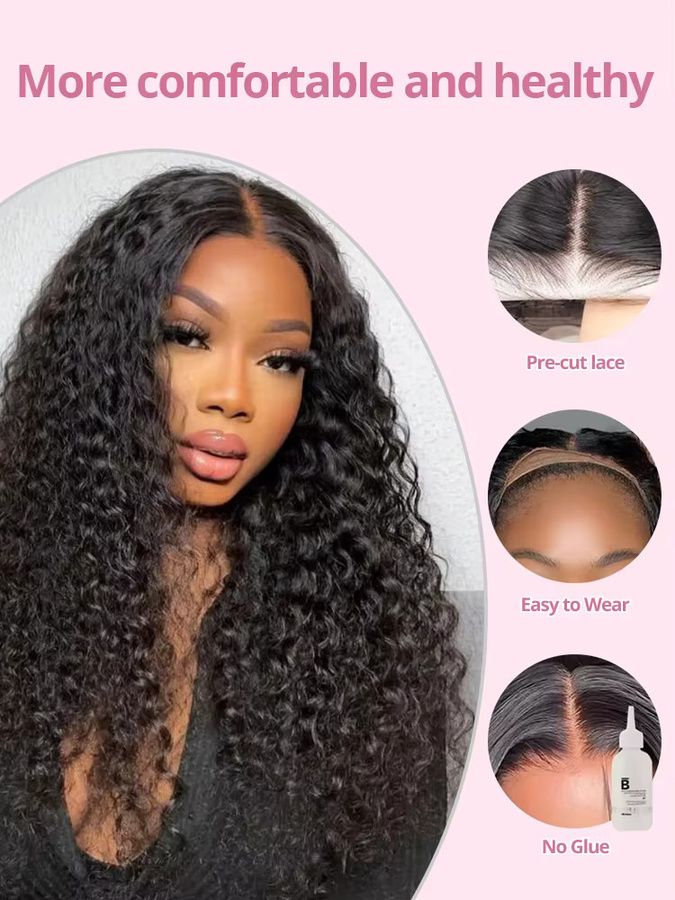 Line hair Deep Wave Glueless Perücke, 40 Zoll, 100% Echthaar, Damen - Bild 4